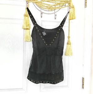 Jorando studded silk chiffon layered tank
